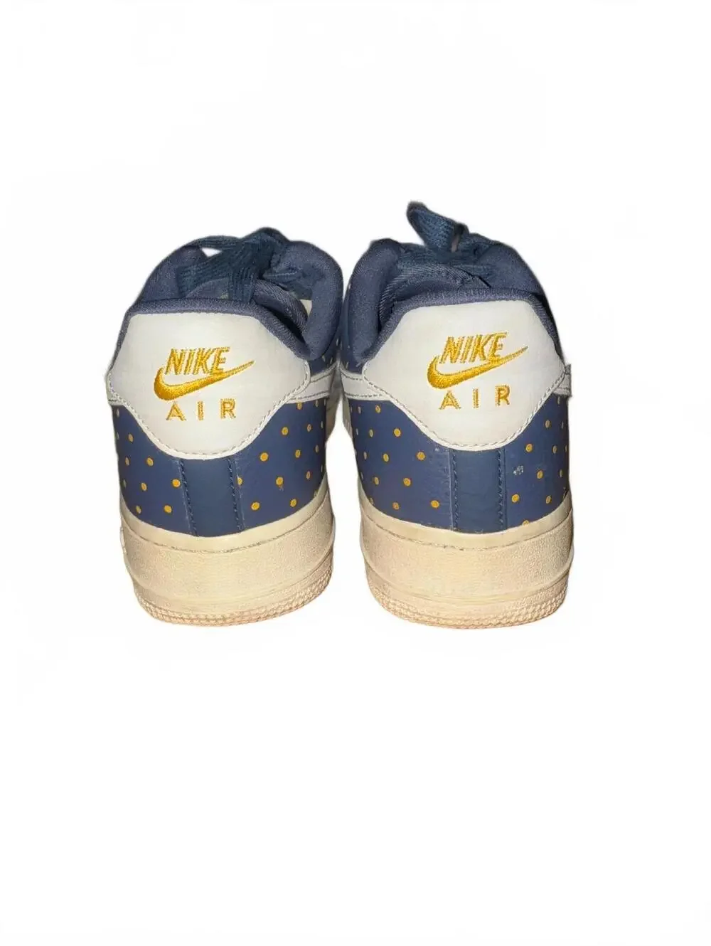 Women’s Nike Air Force 1 Low navy blue and gold polkadot sneakers size 9